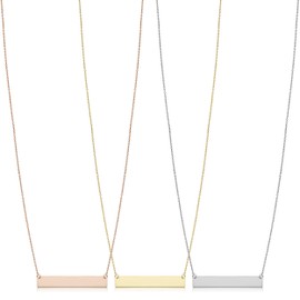 Kooljewelry 10k Yellow Gold 1.5" Polished Bar Necklace (18 inch)