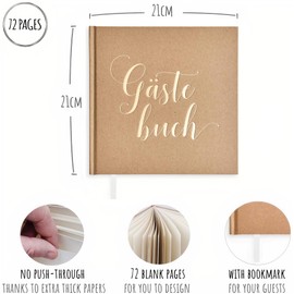 Plantvibes Wedding Guest Book + 164 Unique Wedding Stickers in German and English - 72 Pages Premium Thick Paper, It Does Not Press Through Vintage Style - Ideal for Weddings