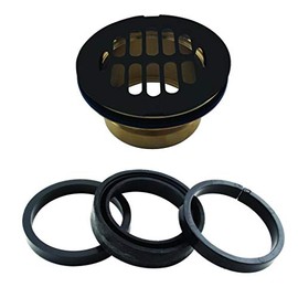 Westbrass D206B-LAS-62 4-1/2" OD Swedge-Lock Shower Drain Body with Grid Cover Plate, 1-Pack, Matte Black