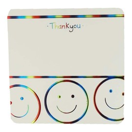 10x Thank You cards - Embossed Happy Emoji Smiley faces Rainbow 3D Holographic Foil +Envelopes
