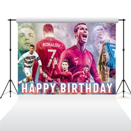 Soccer Theme Birthday Party Photography Backdrop Banner, Football Star Design, 7ft x 5ft