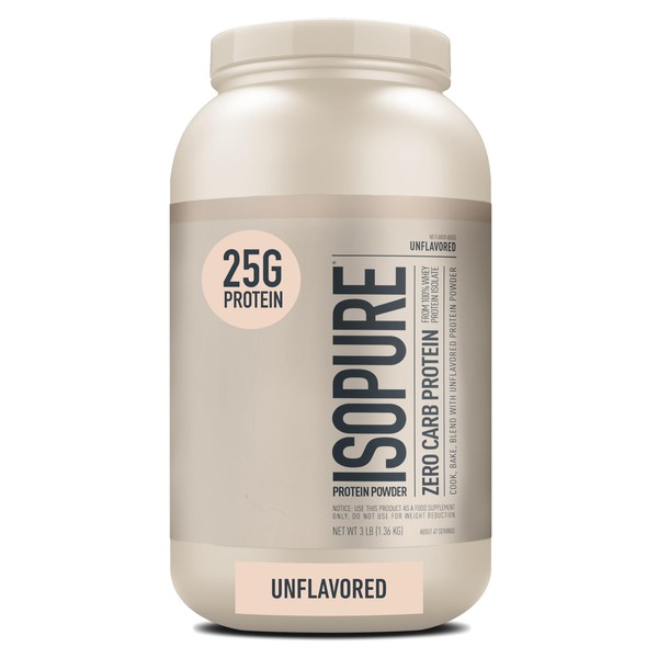 Isopure Unflavored Protein, 25g Whey Isolate, with Vitamin C & Zinc for Immune Support, Zero Carb & Keto Friendly, 47 Servings, 3 Pounds (Packaging May Vary)