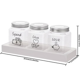 Mczcent Spend Save Give Piggy Bank for Kids, Money Coin Savings Piggy Bank Jar Box for Kids Child Safe Money Saver, Teach Children About Giving Spending Saving Money Piggy Box for Boys Girls