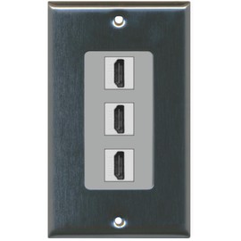 RiteAV - 3 Port HDMI 2.0 Decorative Wall Plate - Stainless Steel/Gray