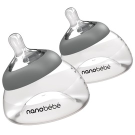 Nanobébé Biberón para Leche Materna – 2 Piezas (150ml / 5oz) Botella de Leche Materna para Recién Nacidos, Anticólicos, Cierre Perfecto, Conserva los Nutrientes, Paquete Doble, Color Gris
