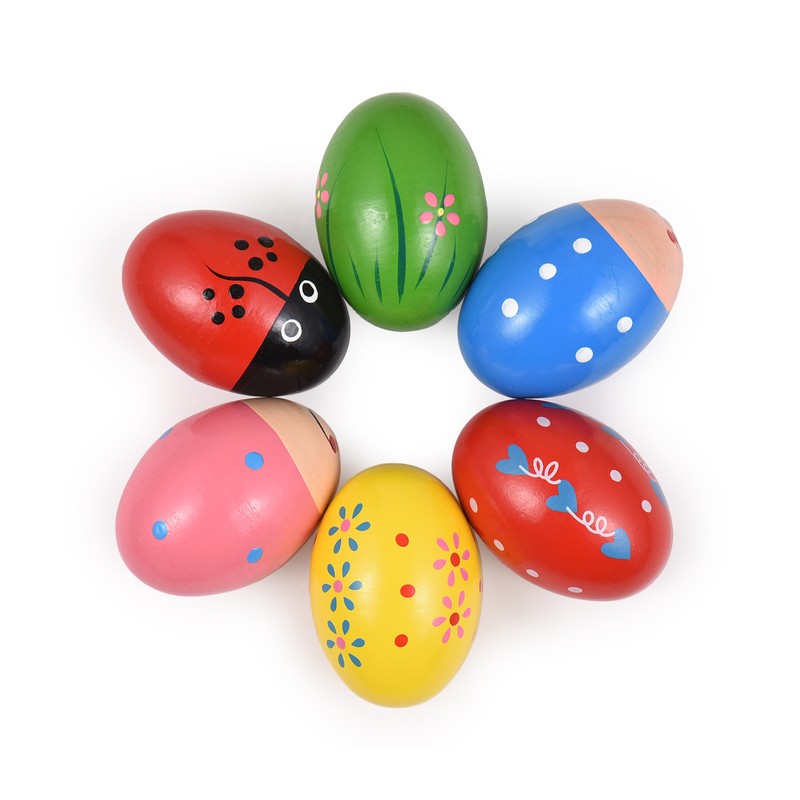 6 Pack Wooden Shake Egg Easter Egg Percussion Instrument Interesting