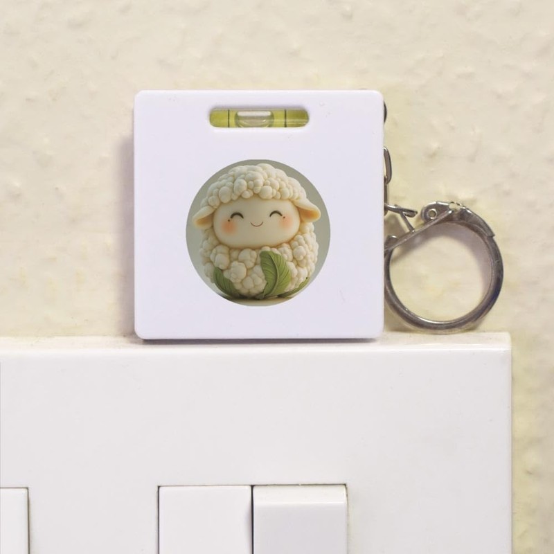 'Cute Cauliflower Sheep' Keyring Tape Measure/Spirit Level Tool (KM00042080)