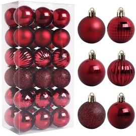 TranquilBliss Christmas Ornaments, 36 Packs 1.57 Inch, Red Christmas Ball Decorations Ornaments for Xmas Tree, Wreath Decor Ornaments, Shatterproof Plastic Bulbs