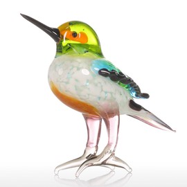 Tooarts Blown Glass Bird Figurines,Handmade Glass Birds, Art Glass Blown Bird Collectibles,Glass Animal Paperweight,LifelikeTiny Bird Sculpture