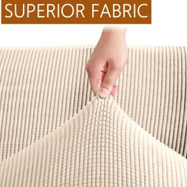 GAMUKAI 3-Piece T-Cushion Loveseat Slipcover – Stretch Sofa Cover for 2-Cushion Couches (Fits Width Up to 72") – Washable T-Shaped Seat Covers – Furniture Protector for Living Room(Nature, Loveseat)