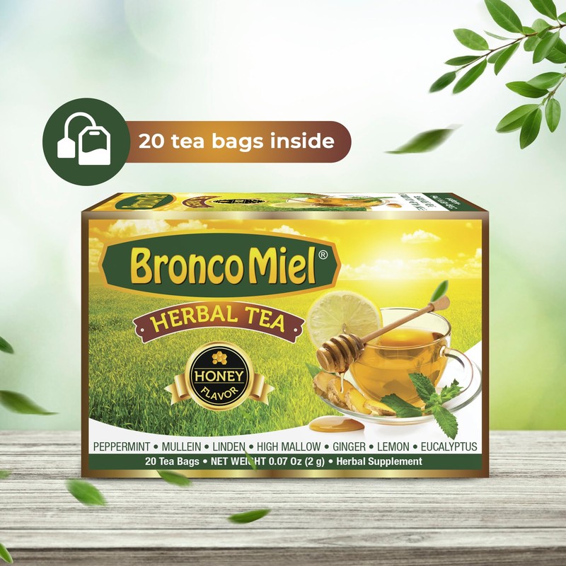 BRONCOMIEL Tea Bags – Honey Herbal Tea for Coughing and