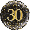 Oaktree 18" 30th Sparkling Fizz Birthday Black & Gold Holographic