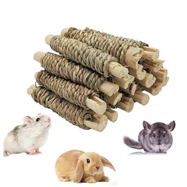 Rebecca online 18PCS Rabbit Chew Toys Natural Seagrass Sweet Bamboo Molar Sticks for Rabbits Hamster Chinchilla Guinea Pig and Small Animals