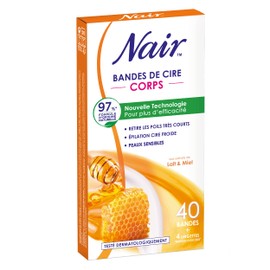 Nair Cold wash strips for body milk and honey, 40 strips
