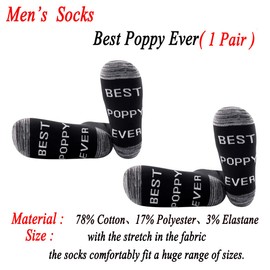 JXGZSO Poppy Gift Best Poppy Ever Socks Fathers Day Present Birthday Gift Papa Gift Grandpa Gift Grandfather Gift (Best Poppy Ever 1 Pair)