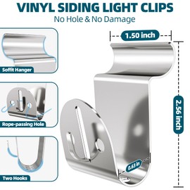 Amuille Heavy Duty Vinyl Siding Hooks 15 Pack, Stainless Steel Siding Clip for Hanging Outdoor Decor, No Hole Siding Hooks for Hanging Lights Wreath Christmas Decor