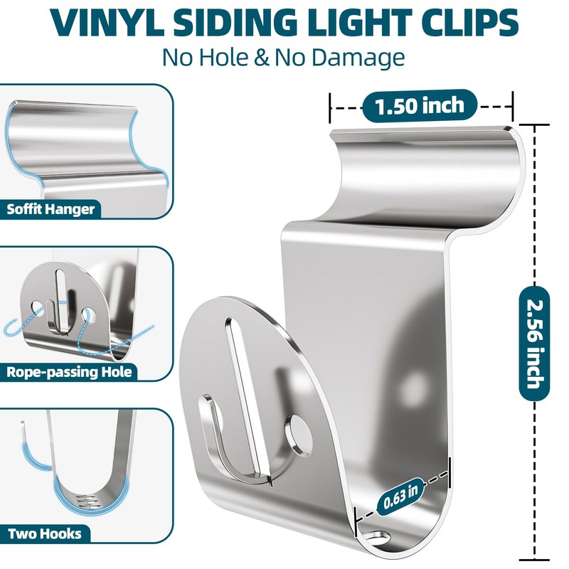 Amuille Heavy Duty Vinyl Siding Hooks 15 Pack, Stainless Steel