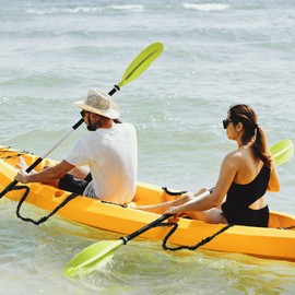 AhhiAboo 2 Stück Kajak Paddelleine mit Karabinerhaken, 1.5M Paddel Sicherungsleine Kanu Angeln Rod Halter, Elastische Paddel Leine Zubehör für Kajakpaddel Kanu Board Paddel Surfbrett Schlauchboot