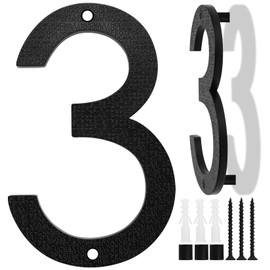 House Number Black, 20 cm House Numbers Large, Floating House Number Sign, Street Number Door Number Made of ABS Plastic in 3D Effect for Office Doors, Letter Boxes, Garages (Number 3)