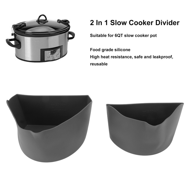 2 In 1 Slow Cooker Divider Reusable Food Grade Silicone