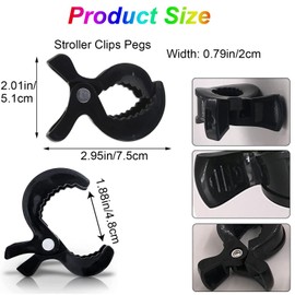 WADY Stroller Pegs to Hook Muslin Sun Shade to Canopy, 6 PCS Car Seat Cover Clips, Nursing Cover, Pram Toy Holder, Plastic Universal Clip, Blanket Clamp, Stroller Clips Buggy Accessory (Black)