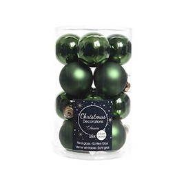 Pack of 16 Christmas Decorations, Christmas Baubles, Glass, 35 mm