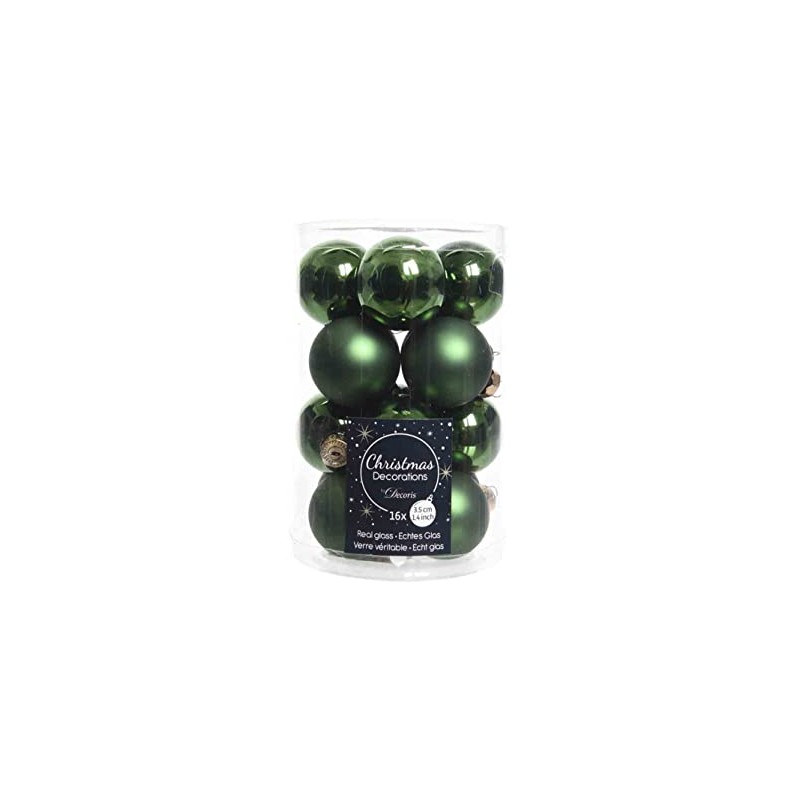 Pack of 16 Christmas Decorations, Christmas Baubles, Glass, 35 mm