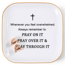 COZITED Christian Gifts Inspirational Gifts for Women Jewelry Dish Ring Trinket Tray, Cheer Up Encouragement Religious Gift Spiritual Gift Bible Faith Gifts for Women Birthday Christmas Mother's Day