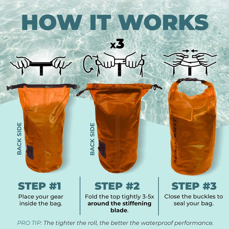 Nordlight Dry Bag and Waterproof Bag - (20L, Orange) Waterproof