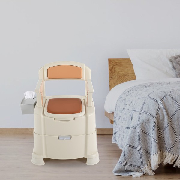 Bedside Commode Portable Toilet Mobile Toilet Floor Standing w/Night Light