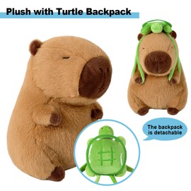 shownicer Plush Toy Capybara Cuddly Toy with Turtle Stuffed Toy Kawaii Capybara Plush Cushion Toy Throw Pillow Gift for Children Girls 3+ Years (Turtle, 45 cm)