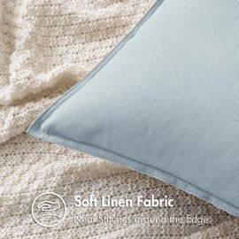 MIULEE Pack of 2 Light Blue Linen Pillow Covers 20x20 Inch Decorative Couch Throw Pillow Covers Spring Cushion Covers Modern Farmhouse Home Decor for Sofa Living Room Bed