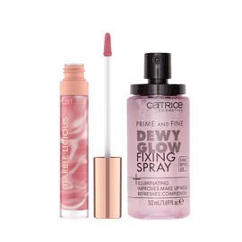 Catrice | Prime & Fine Illuminating Dewy Glow Spray & Marble-licious Liquid Lip Balm 020 Bundle | Full Coverage Makeup | Vegan & Cruelty Free