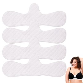 Guegine 4 PCS Under Breast Sweat Pads Bra Liners for Sweat 3 Layer Reusable,Cotton Bra Liners for Women,Breathable and Soft It Prevents Irritation and Redness