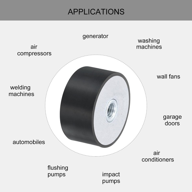 sourcing map 40 x 20mm M8 Thread Female Rubber Mounts,