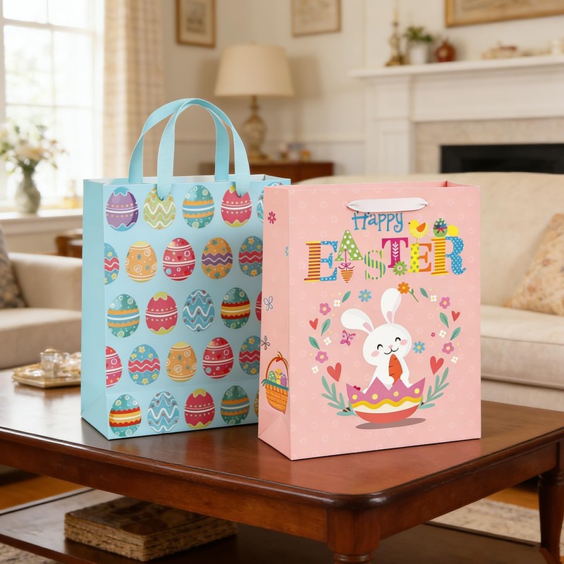 STPIYFZU 2 Pack 13" Large Easter Gift Bags with Handles,