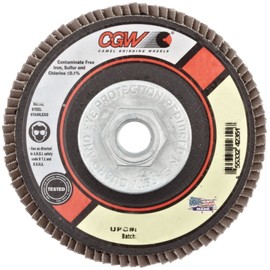 CGW 42351 Premium Z3 Right Angle Grinder Abrasive Flap Disc, Type 27, Zirconia, 4-1/2" Diameter, 36 Grit, 5/8"-11 Arbor, XL Thickness (Pack of 1)