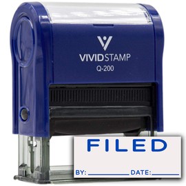Filed by Date Self Inking Rubber Stamp (Blue Ink) Medium