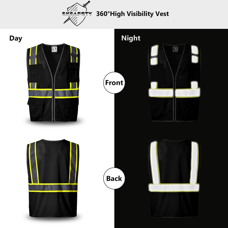 SKSafety Chaleco de seguridad reflectante de alta visibilidad, cumple con