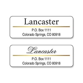 White Address Label with Gold Foil Accent Line - Set of 240 2" x 3/4" Self-Adhesive, Flat-Sheet labels, By Colorful Images