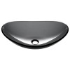 Dark Gray Glass Bowl Sink Oval Glossy Above Counter Bathroom