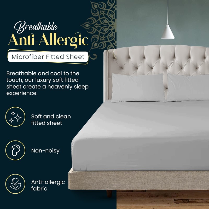 Sunshine Comforts Microfiber Fitted Sheets Breathable, Anti Wrinkle 26cm Deep