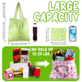 Geyee 40 Pcs Grocery Bags Reusable Shopping Bags Bulk Foldable Kitchen Bags Waterproof Heavy Duty Tote Bag with Pouch Handle (Elegant Style)