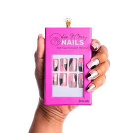 Keep It Classy Press-On Nails Kit by Monyetta Shaw || Fly Girl, Squared Oval Medium || Reusable, Vegan, Non-Toxic, Easy Application || One 24 Nail Kit