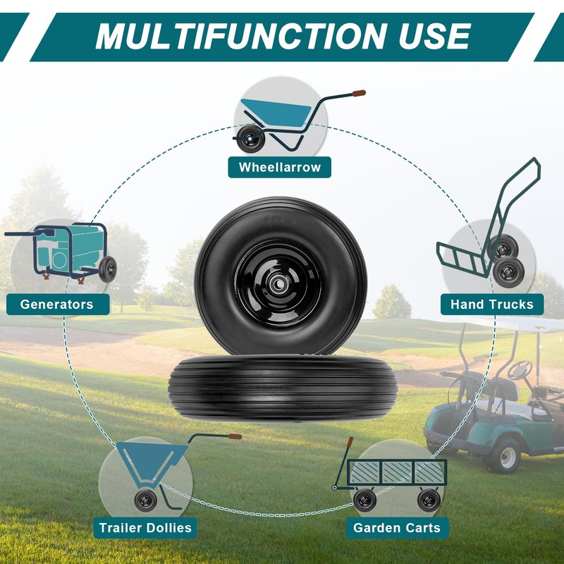 4.00-6 Flat-Free Solid Tire and Wheel 13" Wheelbarrow Tire by