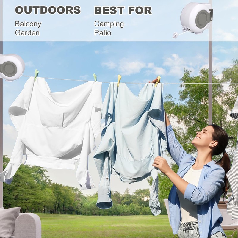 MANLVCLY Retractable Clothesline Outdoor - 2x49 Feet Heavy Duty Dual