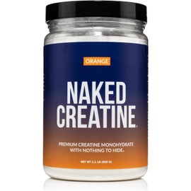 Naked Pure Micronized Orange Creatine Monohydrate - 36 Servings - 500 Grams, 1.1Lb Bulk, Vegan, Non-GMO, Gluten Free, Soy Free. Aid Strength Gains, No Additives