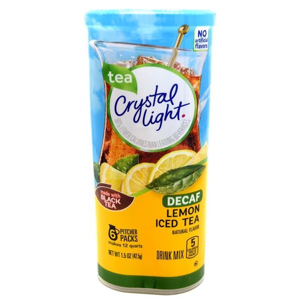 Crystal Light Iced Tea Decaffeinated Lemon Natural Flavor, 12-Quart 1.5-Ounce Canister (Pack of 3)