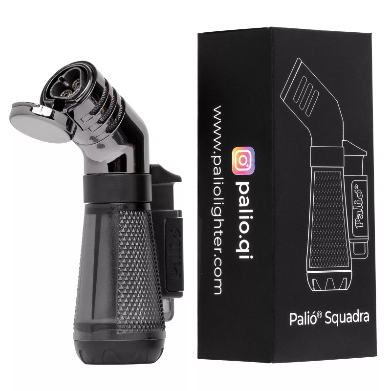 Palio Squadra Angled Triple-jet Flame Cigar Lighter, Black