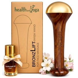 SoulGenie HealthAndYoga™ BronzLift Kansa Face Massager and Kumkumadi Face Oil Trial Vial - Kansa Wand Ayurveda Benefits of Bronze - Skin Lustre (Singl